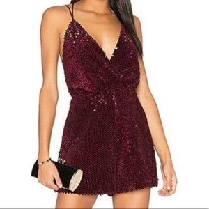 Kendall and Kylie Red Sequin Strappy V-neck Romper